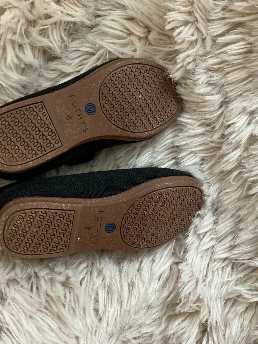 Rothy's Black Kids Mary Jane Shoes with Blue Trim